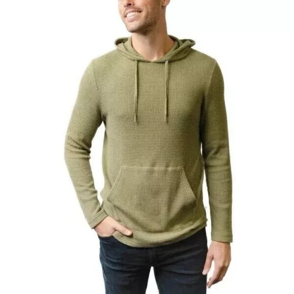 NWOT Rainforest Women's L Olive Green Waffle Knit Hoodie Pullover Polyester - Picture 1 of 8
